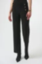Pantalon droit à enfiler en tricot soyeux noir vue de face