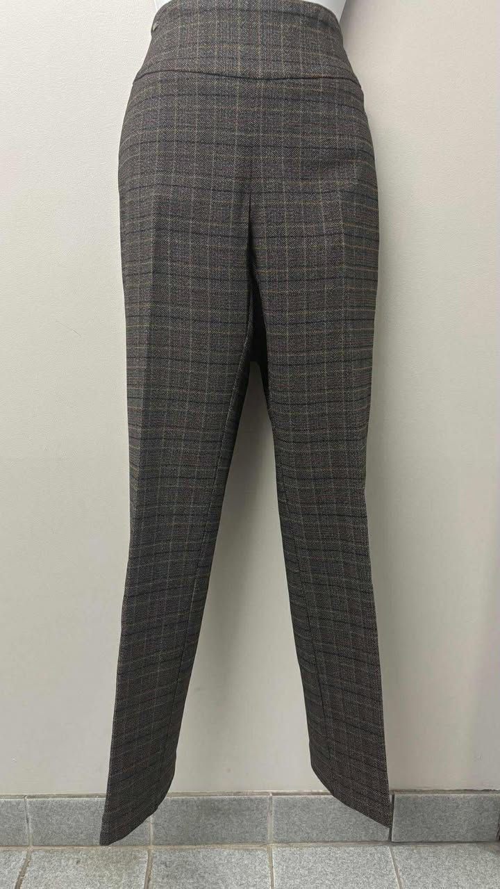 Pantalon prince de galle fond gris camel et bourgogne vue de face