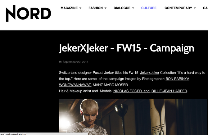 JEKERxJEKER - FW15 - Campaign in Nord Magazine