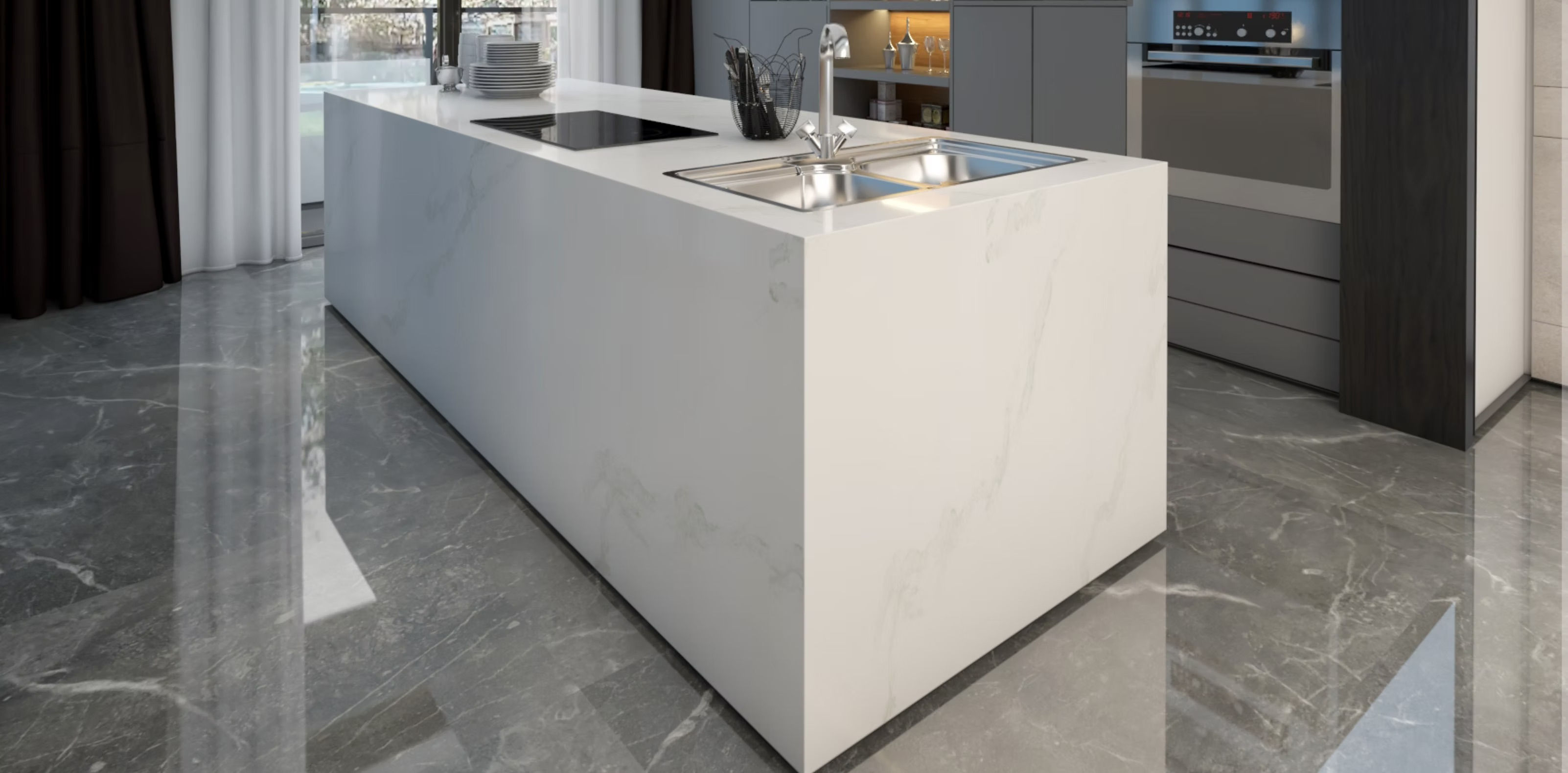 Calacatta Verde Quartz Sample