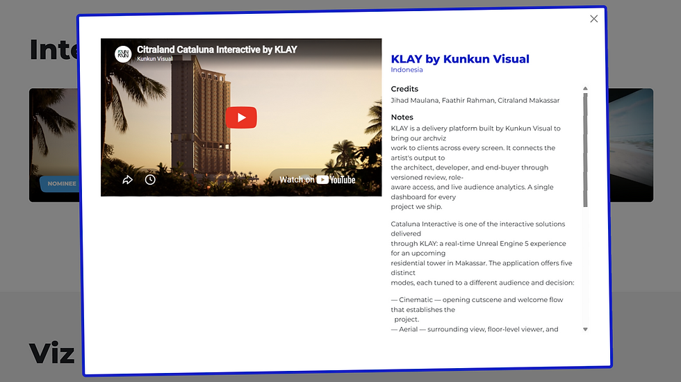 KLAY by Kunkun Interactive — a digital twins VR interactive experience for real estate — earns a CGconnect 3D Awards 2026 nomination, placing Southeast Asia on the global visualization stage.