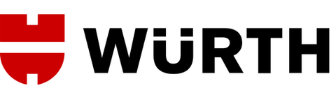 Würth Firmenlogo: Rotes Schild mit schwarzer Schrift