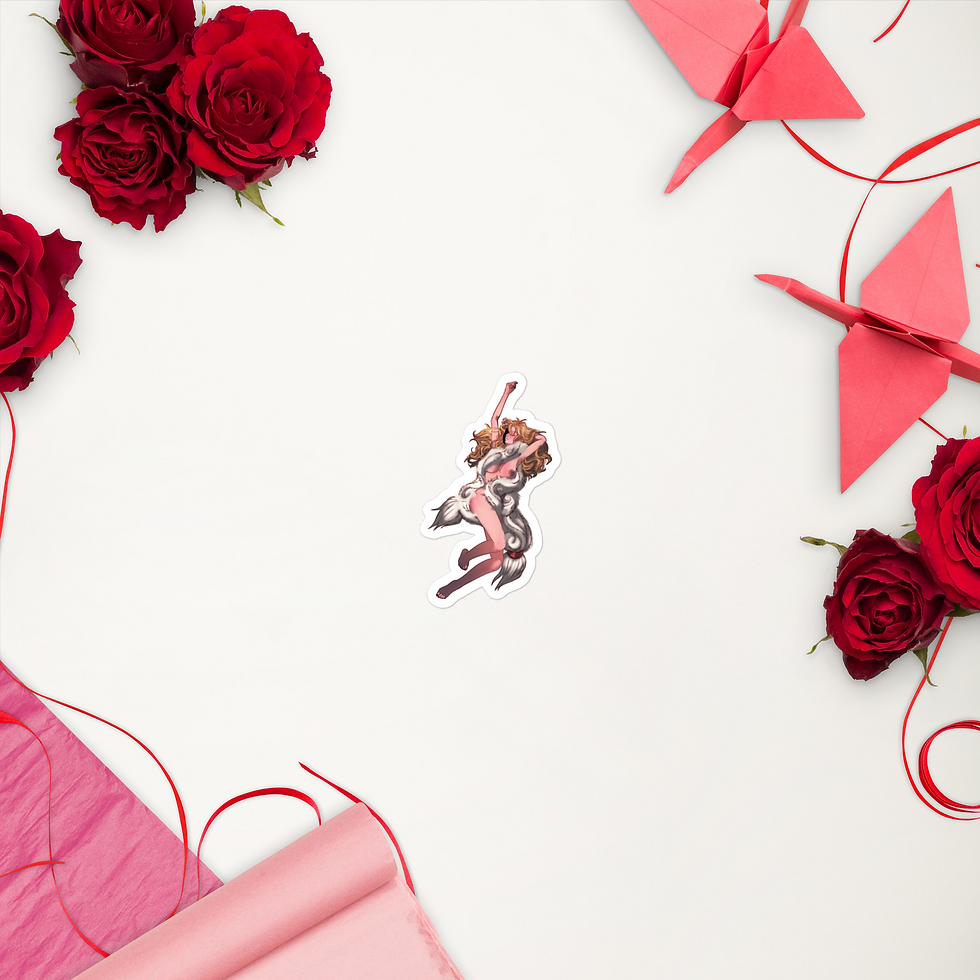 Miniatura: Red roses, paper cranes, ribbon surround a dancing couple, romantic Valentine's Day.