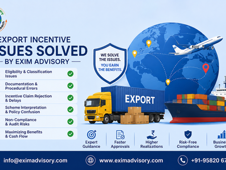 Export Incentive Issues Solved by Exim Advisory