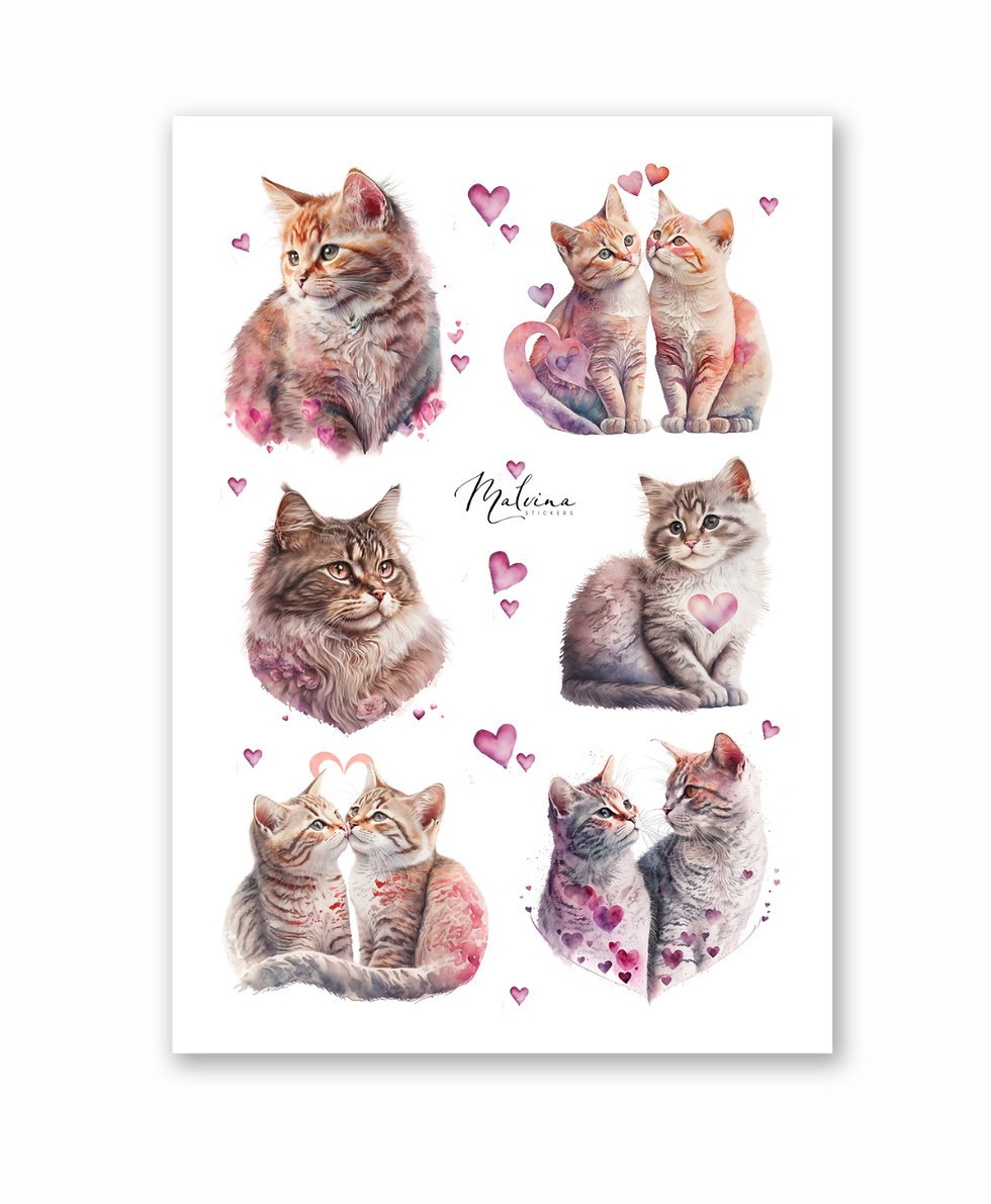 Стікери Романтичні котики 1