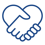 llustration of two hands shaking in the shape of a heart, symbolising unity, trust, and compassion