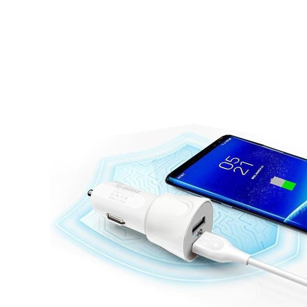 Thumbnail: Esoulk 12W 2.4A Dual USB Travel Car Charger With 5FT Type-C Charging Cable