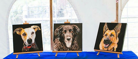 Portraits displayed at the customers wedding