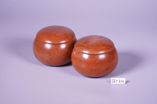 SET314】九州山地産本榧 柾目 一枚盤 卓上碁盤セット（月印31号 桜碁笥