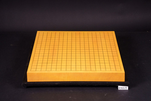 SET314】九州山地産本榧 柾目 一枚盤 卓上碁盤セット（月印31号 桜碁笥