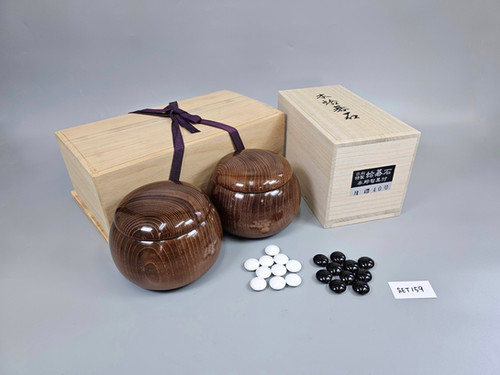 碁石 蛤 木箱入り 碁石 蛤 木箱入り SET159】蛤碁石‧名木棋笥套组(月印