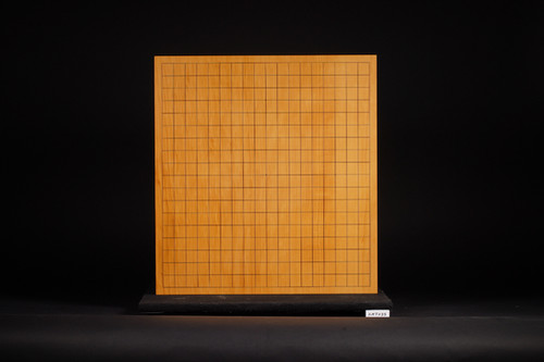 現状品 本榧 碁盤 木表 厚み14.1cm 重さ13.6kg 33号 蛤碁石付き 現状品