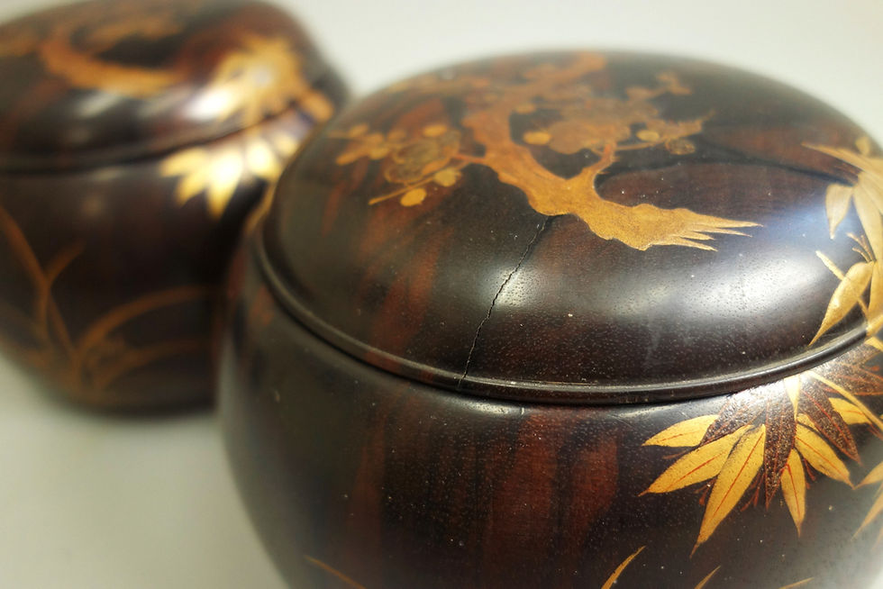 Thumbnail: Golden Lacquer Go bowls (with Autumn Leaves Décor)