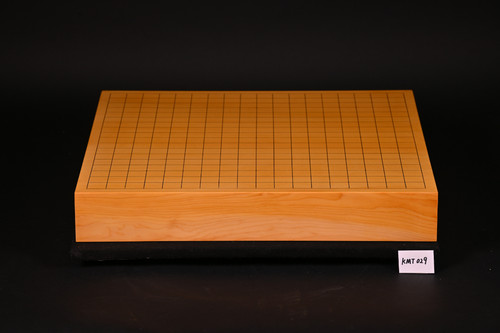 SET273】熊須健一作 九州山地産本榧 天地柾 一枚盤 卓上碁盤セット(月