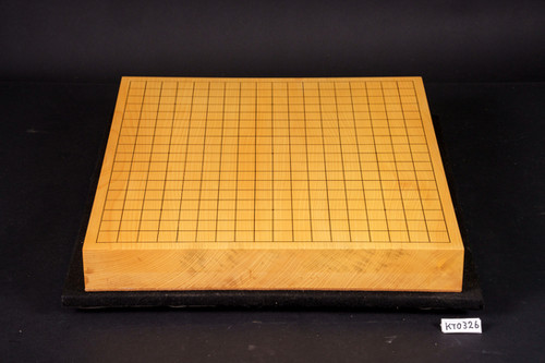 SET313】九州山地産本榧 柾目 一枚盤 卓上碁盤セット（月印33号 桜碁笥