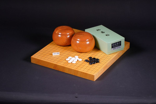 SET304】日向産本榧 天地柾 一枚盤 卓上碁盤セット（華印35号、欅特大