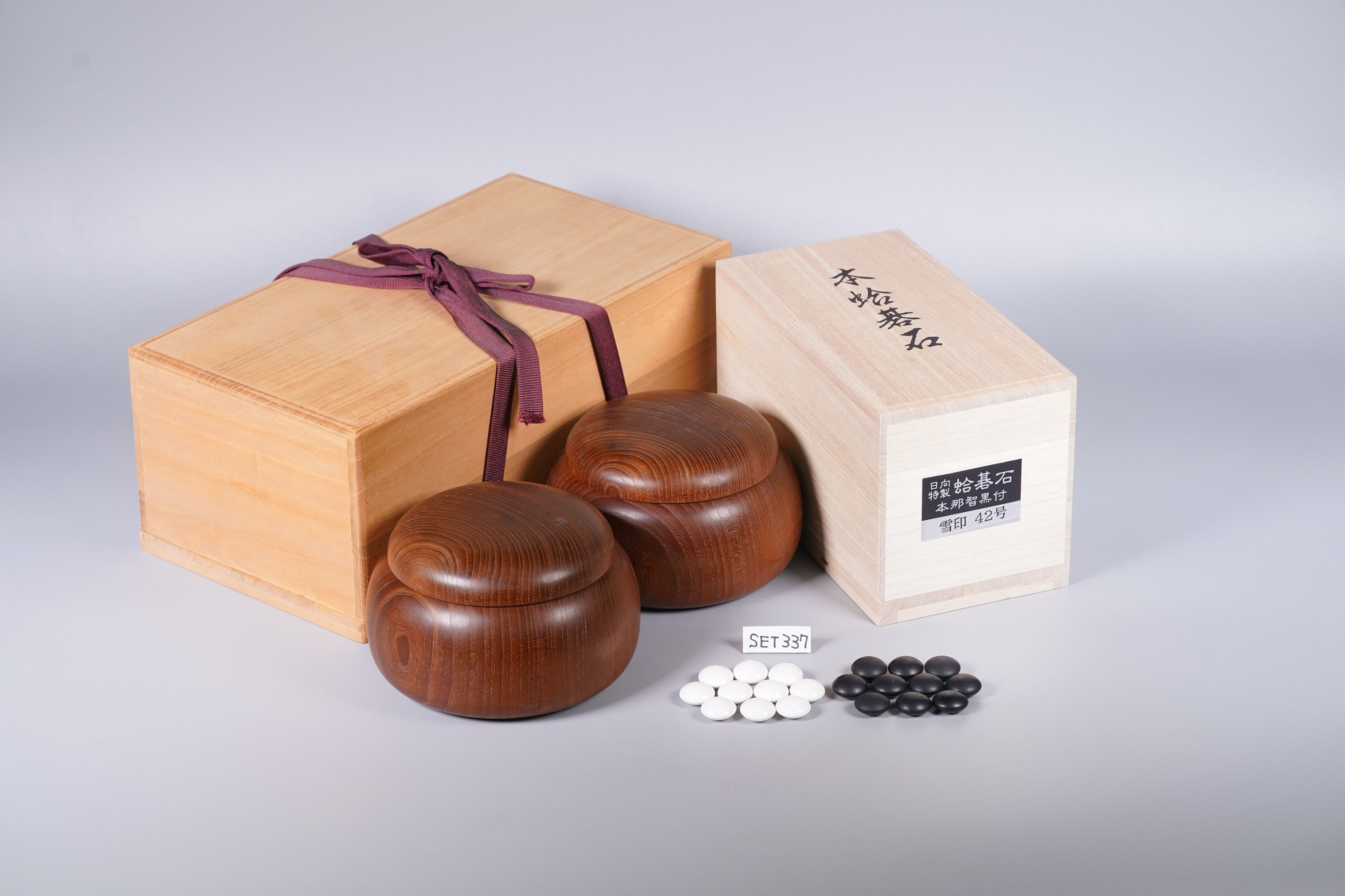 【SET337】Go stones and Go bowls Set ［Size42, Hon-Kuwa]