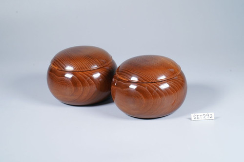 SET292】九州山地産本榧 四方柾 脚付碁盤セット（雪印35号、本桑碁笥