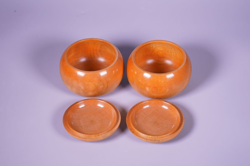 SET313】九州山地産本榧 柾目 一枚盤 卓上碁盤セット（月印33号 桜碁笥