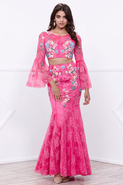 NX8288 Lace 2 pc pink gown front