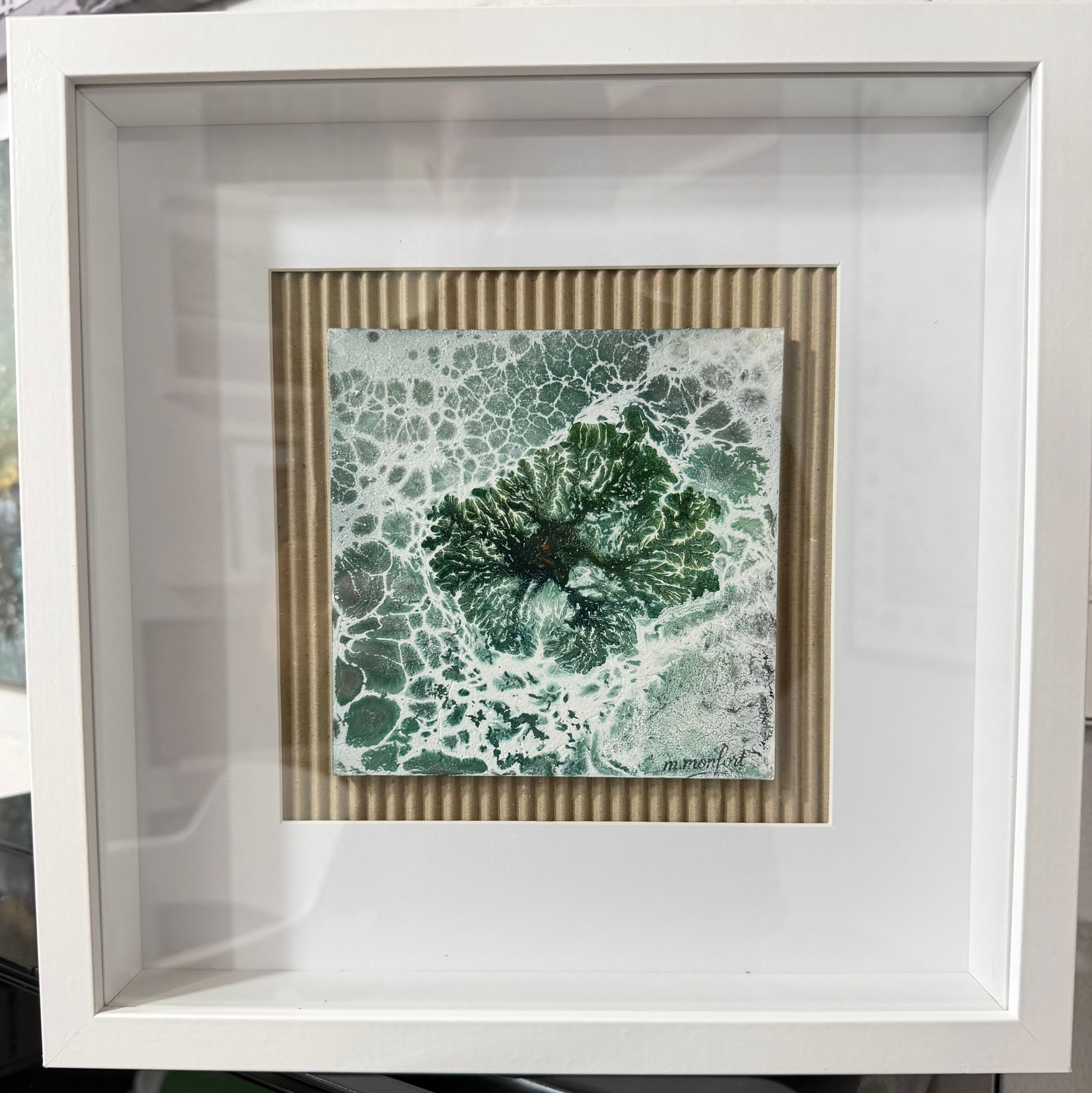 "Isla interior Verde" 32X32 CM enmarcado