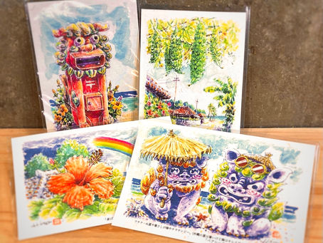 沖縄イラストの月桃ハガキです🌺