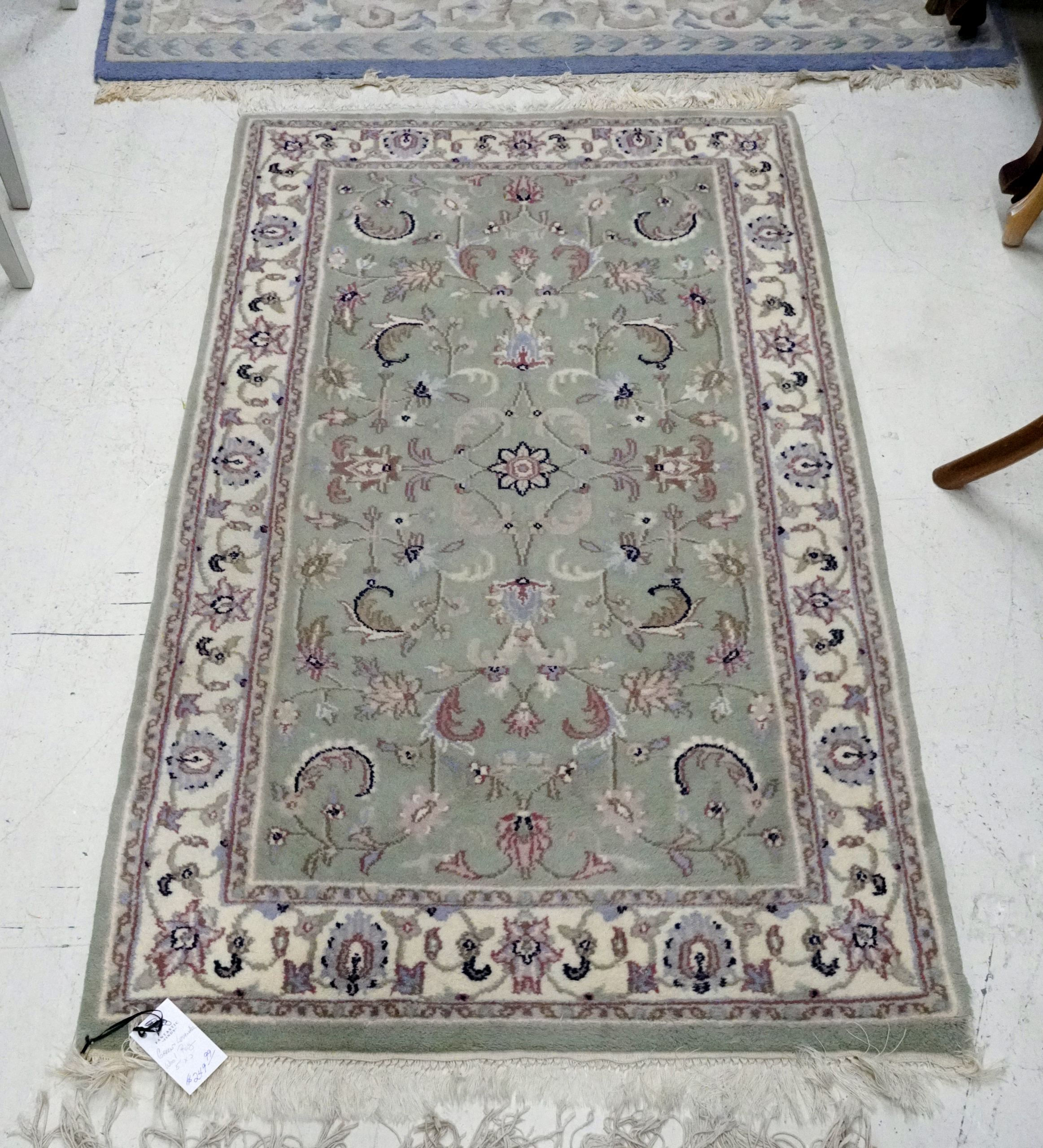 Green & Lavender Wool Rug 5' x 3' $249.99