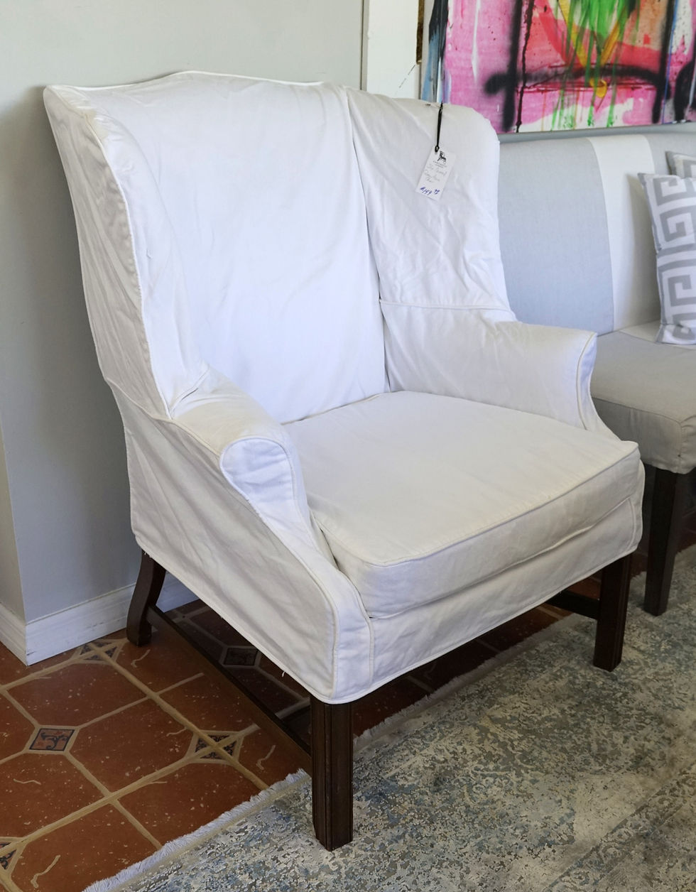 Thumbnail: Slip Covered Queen Anne Chair $149.99
