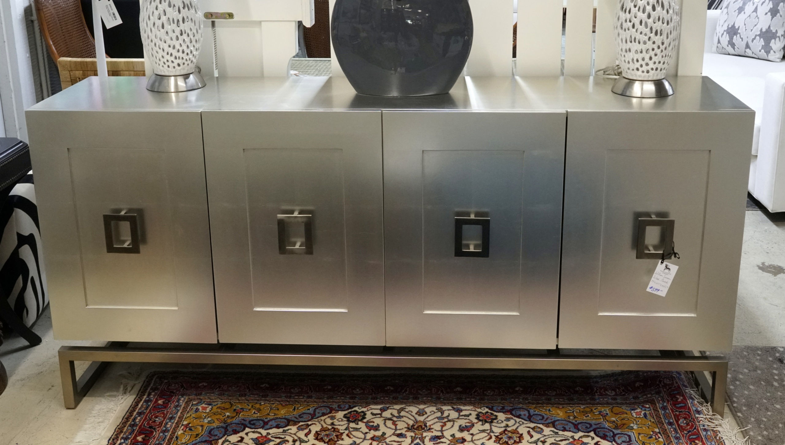 Williams Sonoma Silver Console $599.00