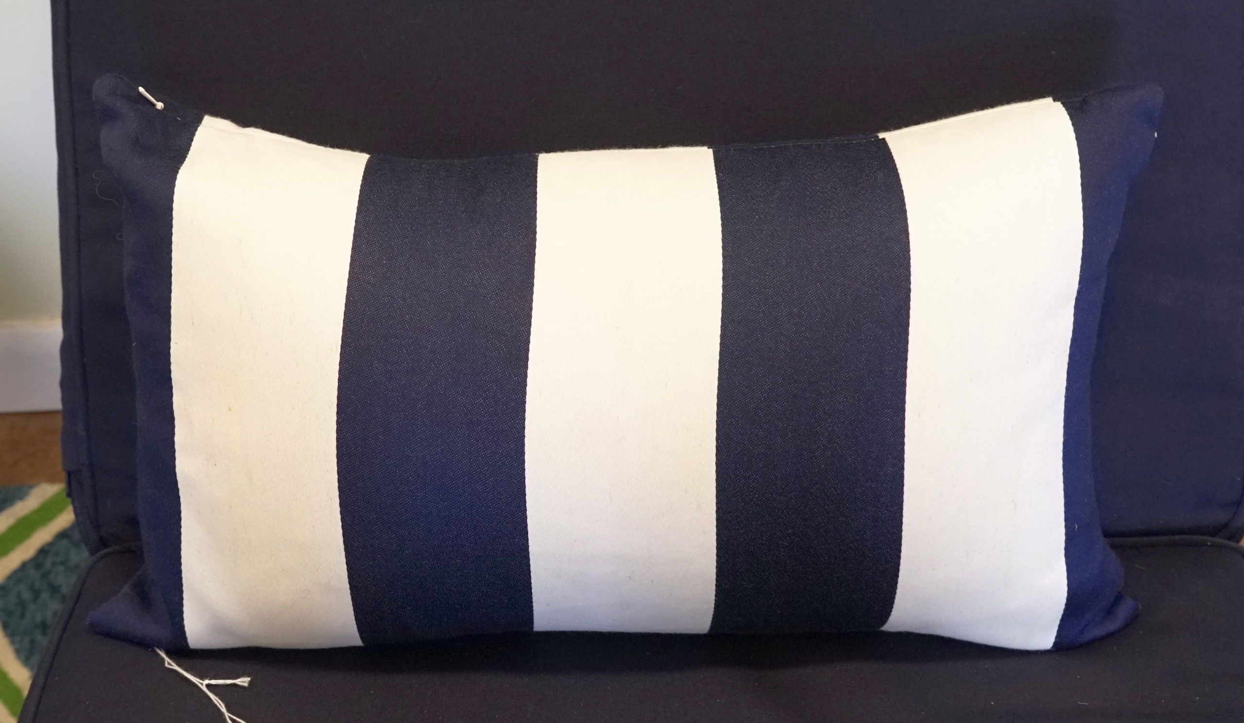 RH Navy & White Outdoor Bolster Pillow 22" $39.00