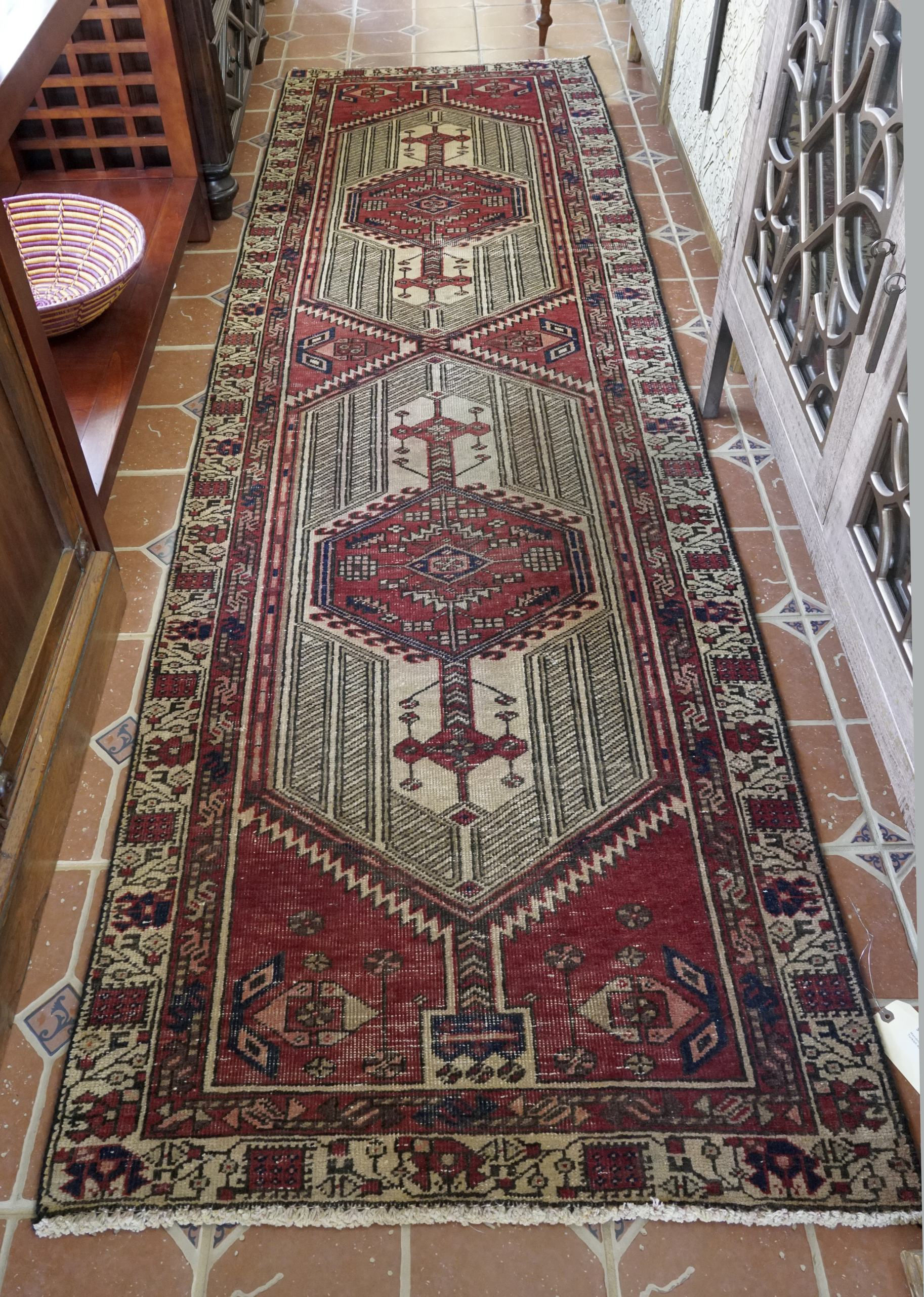 Handmade Vintage Anatolian Turkish Rug 3' x 10.5' $449.00