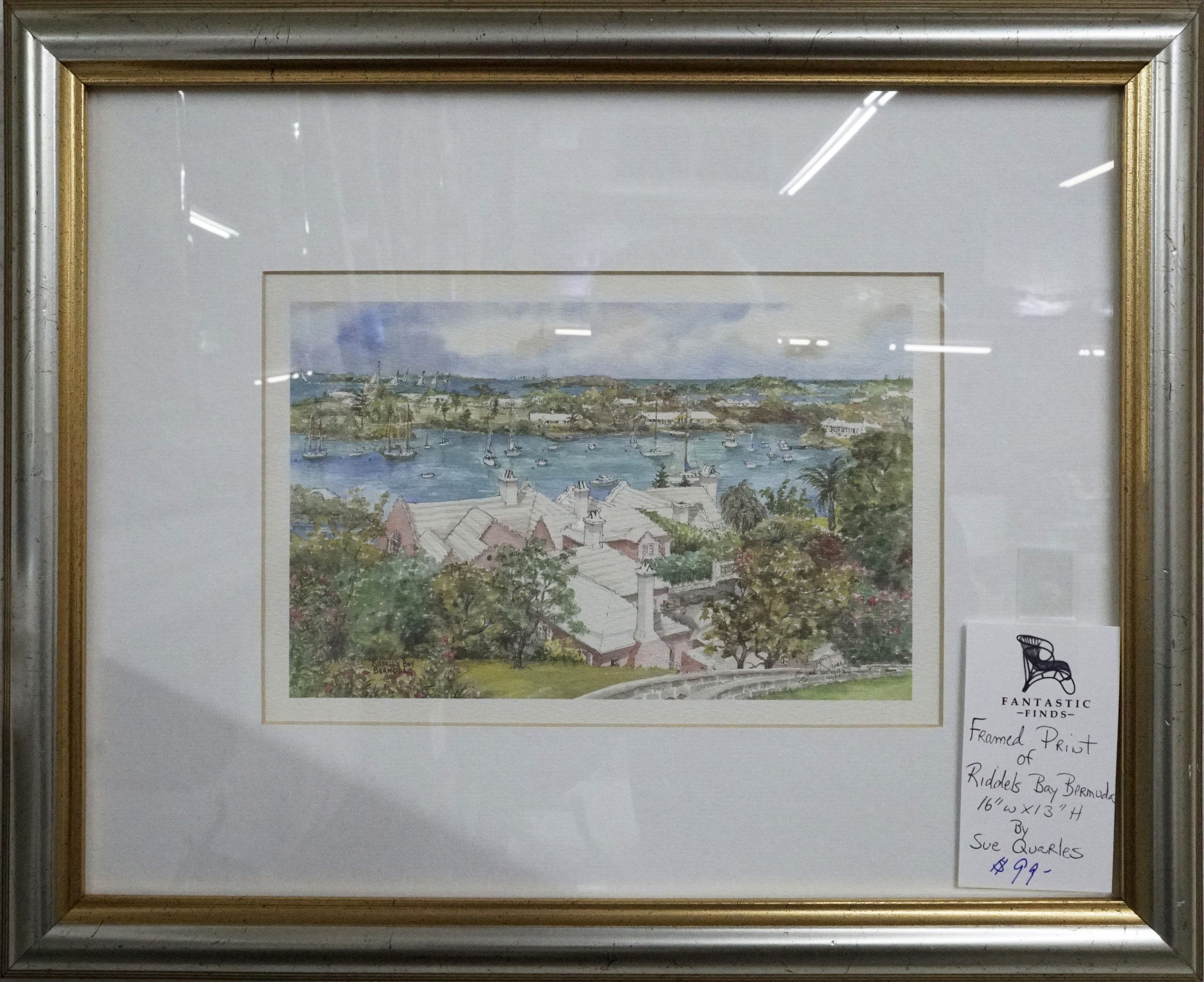 Framed Print of Riddels Bay Bermuda by Sue Quarles 16" x 13" $99.00