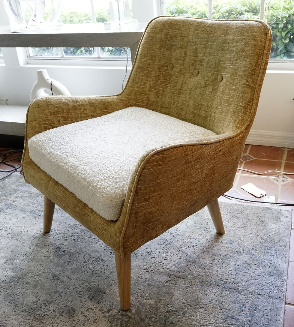 Thumbnail: Pair of MCM Accent Chairs- Gold w/ Sherpa Cushions $249.99