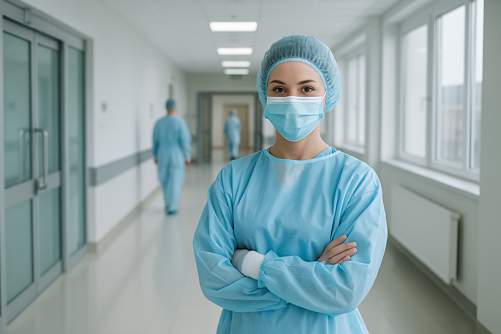 Pasillo de hospital limpio e higienizado