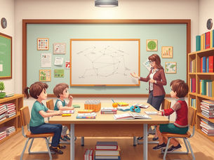Professor em sala de aula com estudantes representando alfabetização, educação e valorização dos professores