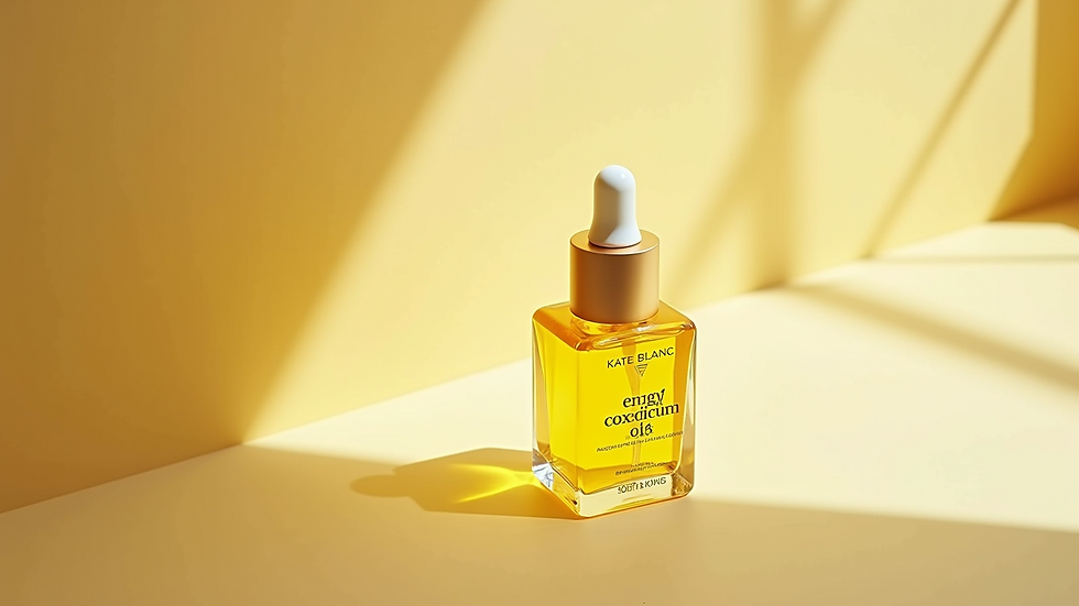 High angle view of Kate Blanc cosmetics castor oil bottle