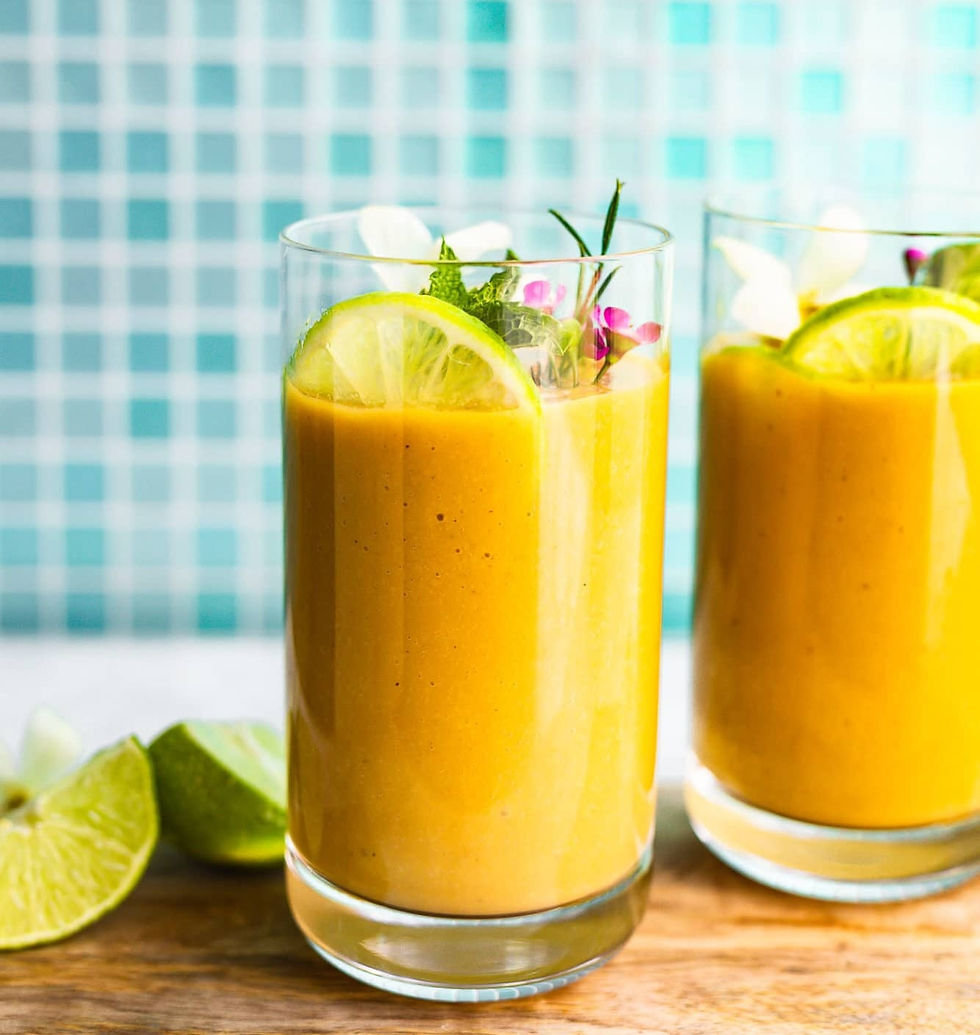 The tropical turmeric drink has a smooth taste and helps calm redness or puffiness in the skin.