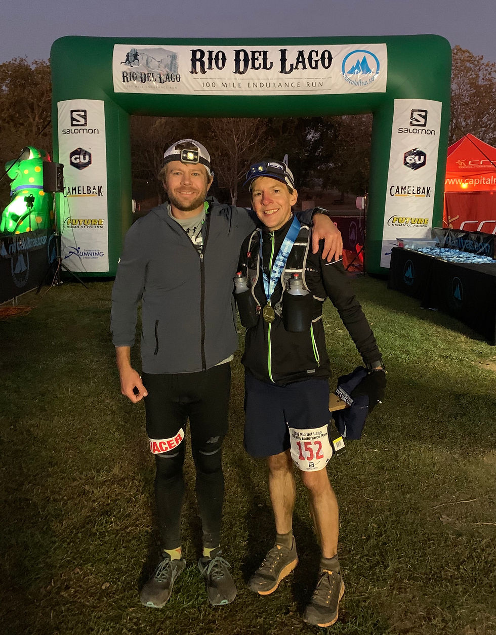 Thanks to my crew, including pacer Chad Prichard, for getting me to my first 100-mile finish at Rio del Lago. The race where I knew everything changed and the distance that once seemed impossible was now behind me.