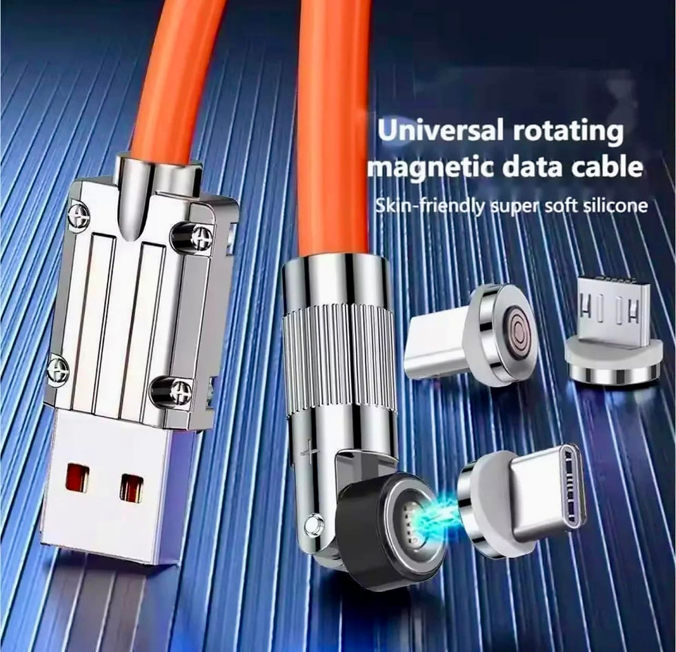 Thumbnail: 540° Magnetic USB Cable - 3-in-1, LED, 120W Fast Charge, 6.5ft Black