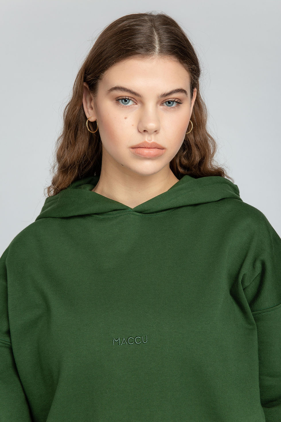Thumbnail: Kangaroo hoodie unisex forest green organic cotton  by MACCU