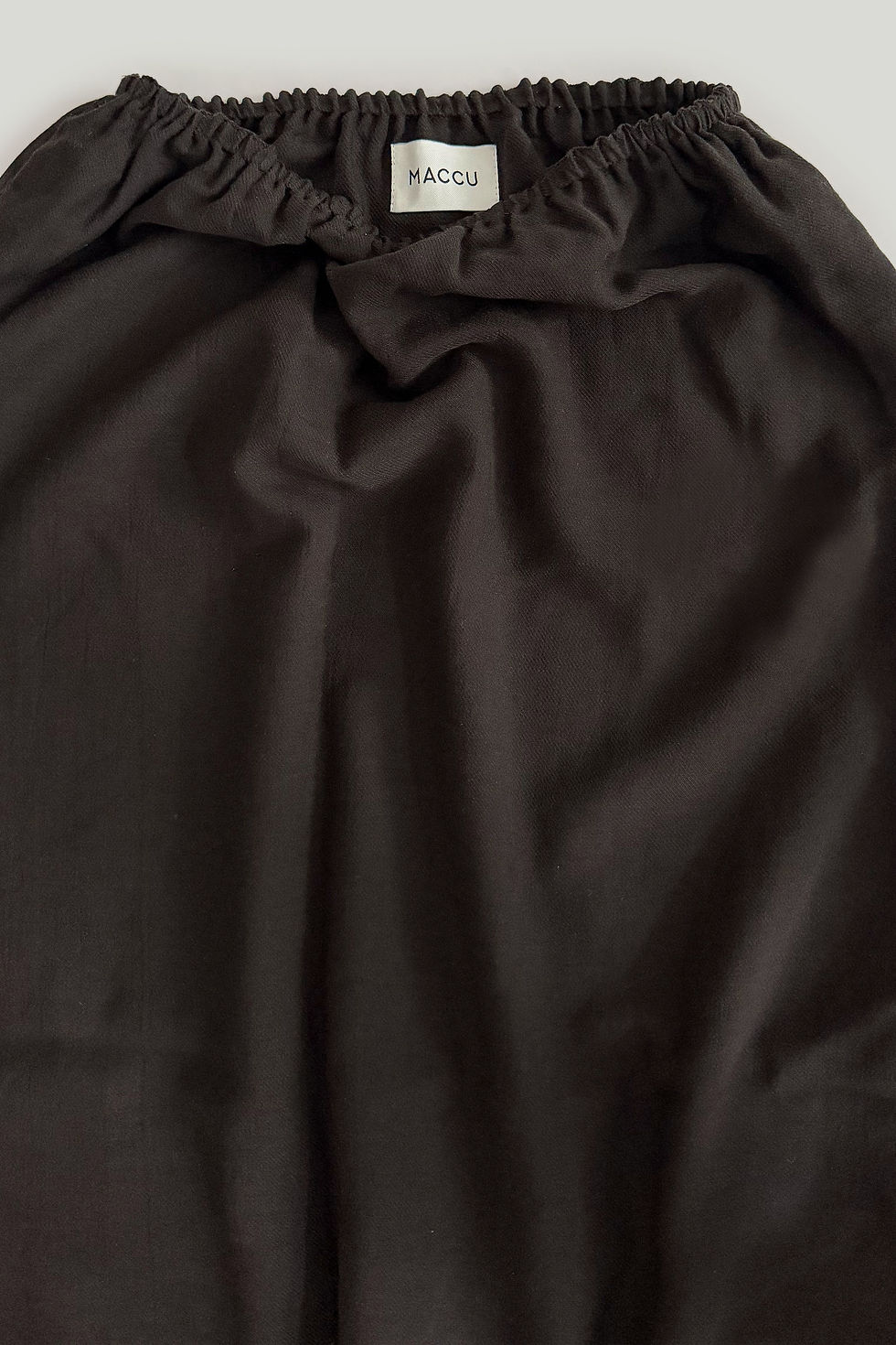 Thumbnail: Double layered midi skirt crafted from chocolate brown sheer lightweight cotton