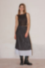 dark brown sheer bateau neckline top