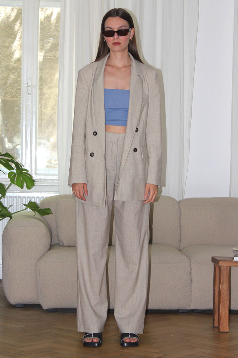 Thumbnail: beige wool suit jacket