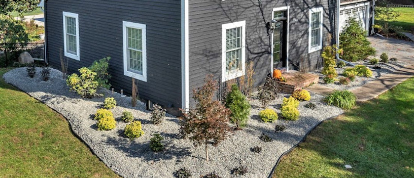New house with custom landscaping