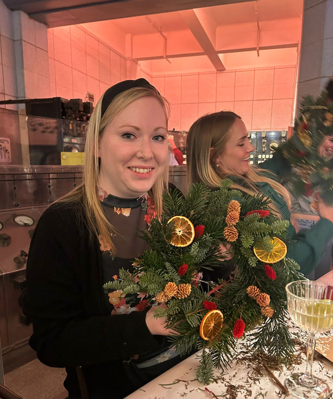 people at a wreath workshop