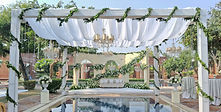 Hall decor for wedding with a pool