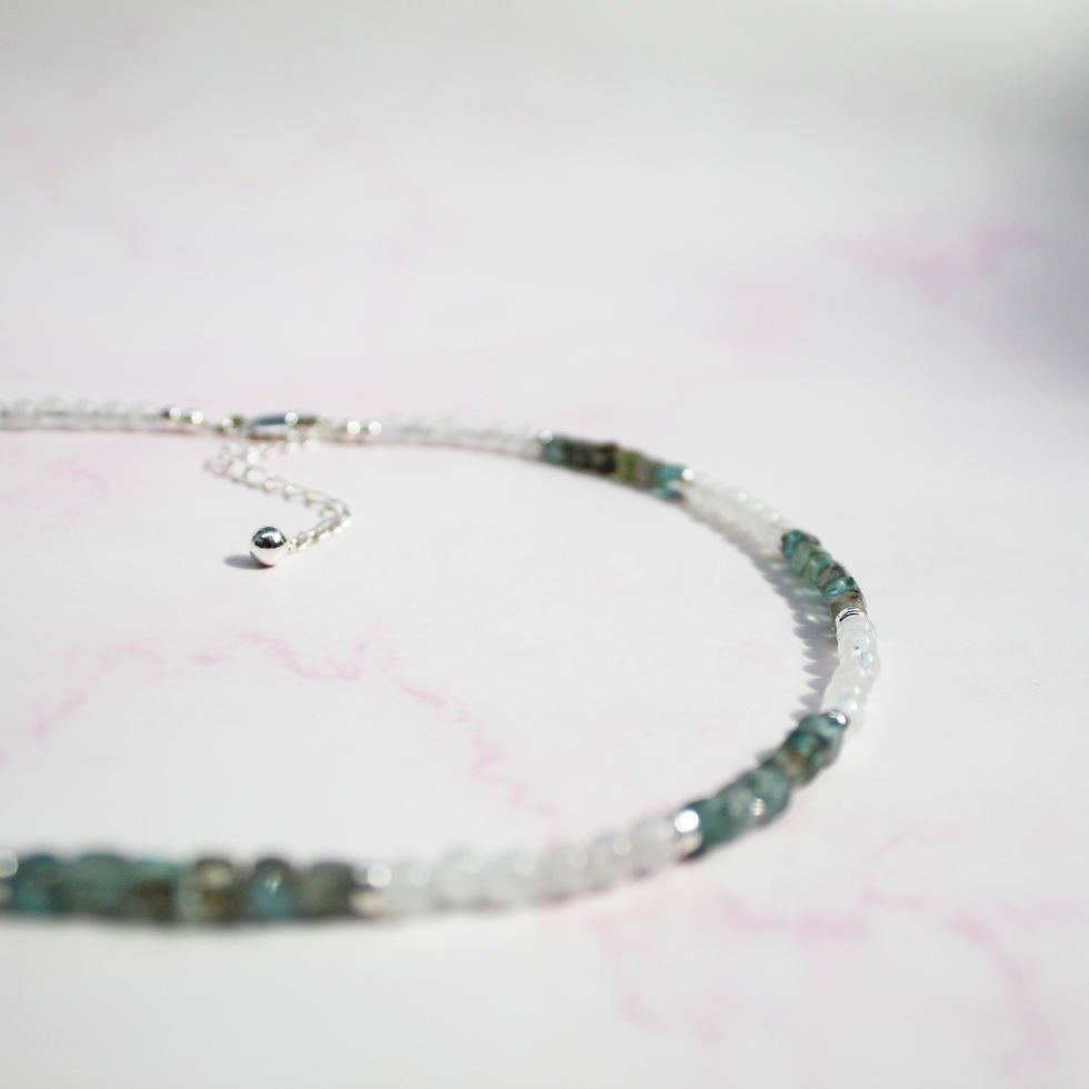 Thumbnail: Rainbow Moonstone & Blue Apatite Choker Necklace