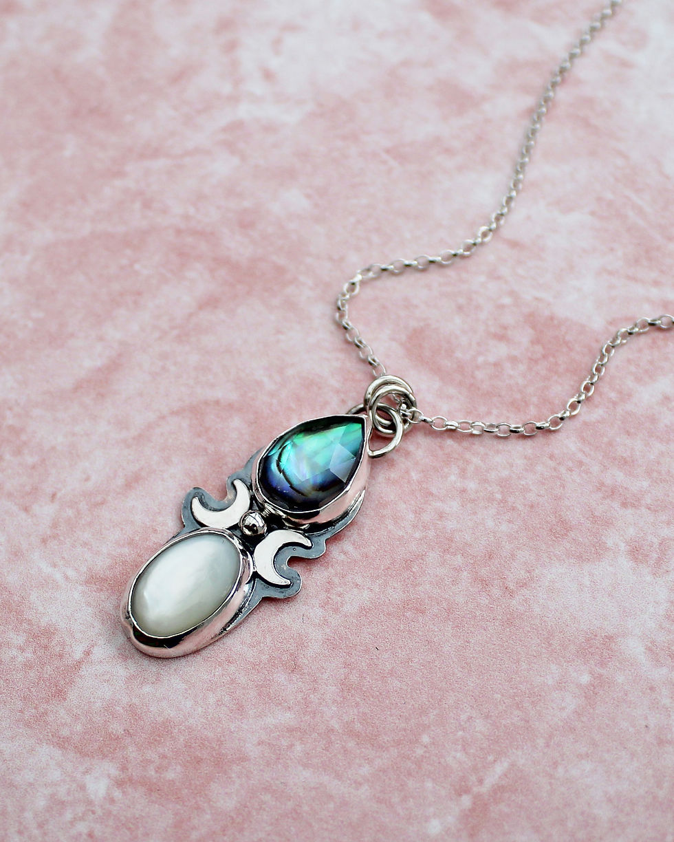 Thumbnail: Abalone and Mother of Pearl Sterling Silver Necklace