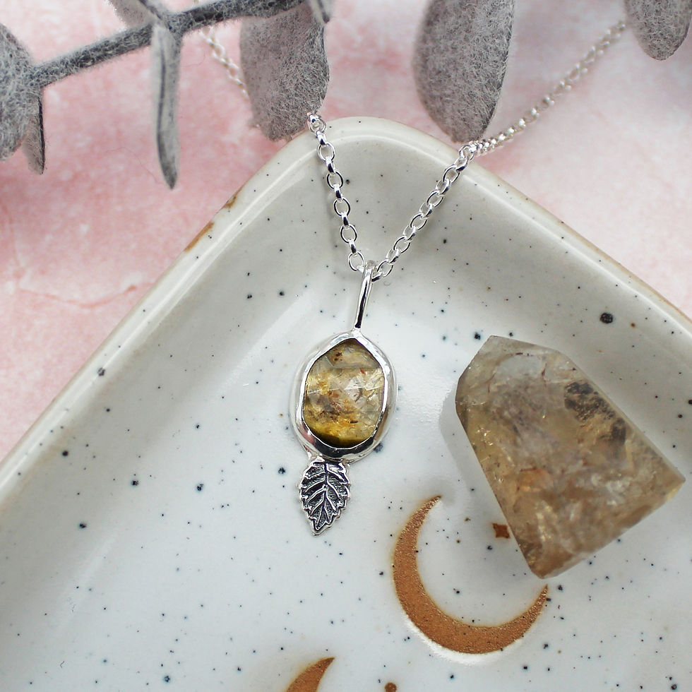 Thumbnail: Tourmaline Leaf Sterling Silver Necklace