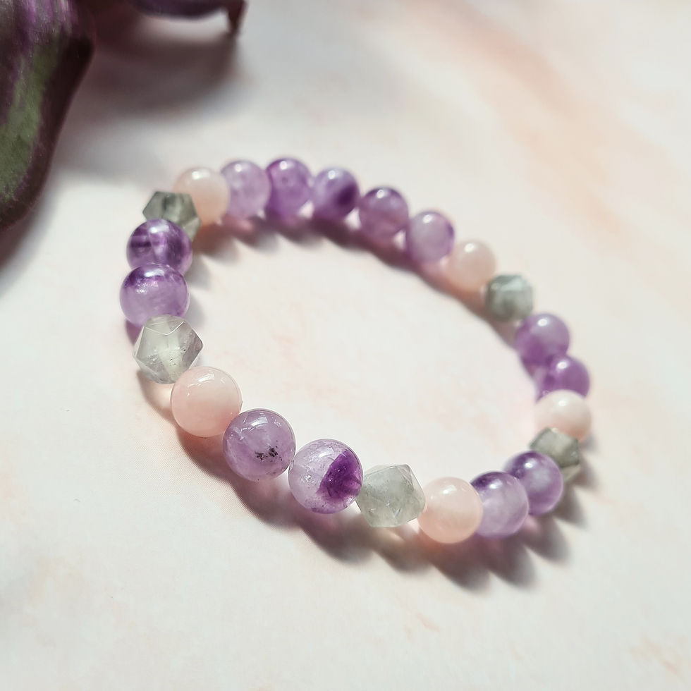 Thumbnail: Lavender Amethyst, Rose and Grey Quartz Bracelet